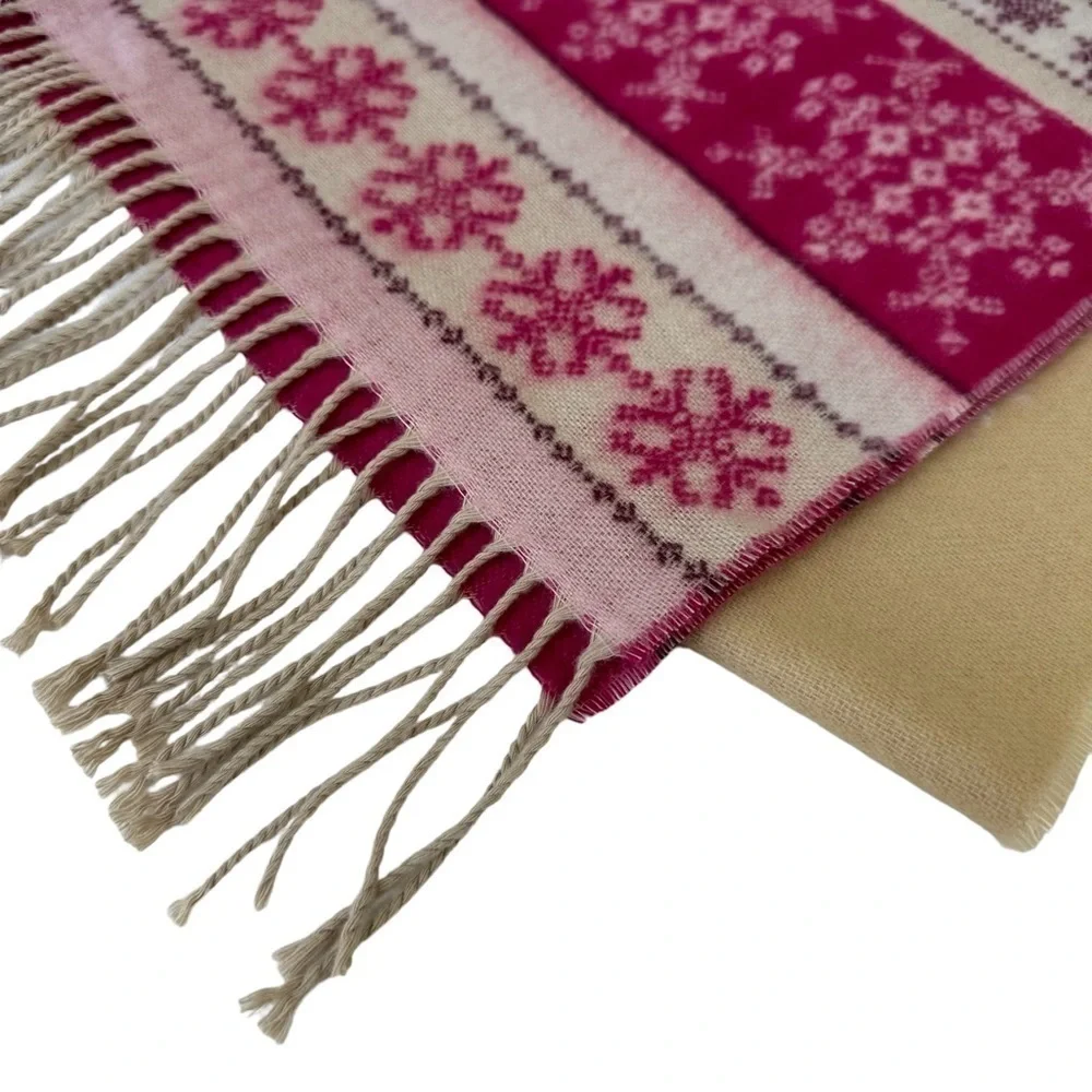 V. FRASS Cashmink Pink and Tan Pattern Scarf